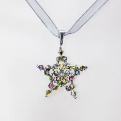 Pendant 45cm - Pavo-Gray Organza - Pendant 45cm - Laiton argenté